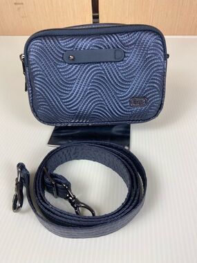 Lug Clive Quilted 2 Way Crossbody Belt Bag Blue Travel Organizer